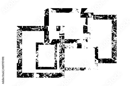 Vector Abstract geometric shapes form a distressed fragmented .