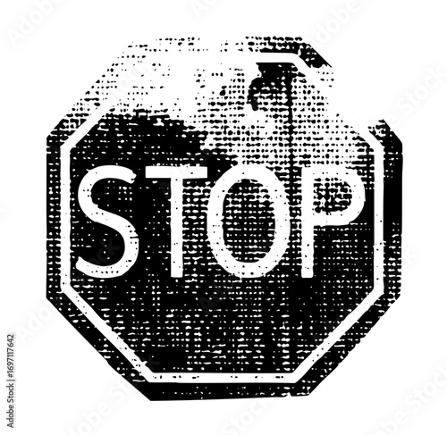 Vector Bold typographic stop sign with textured effect.