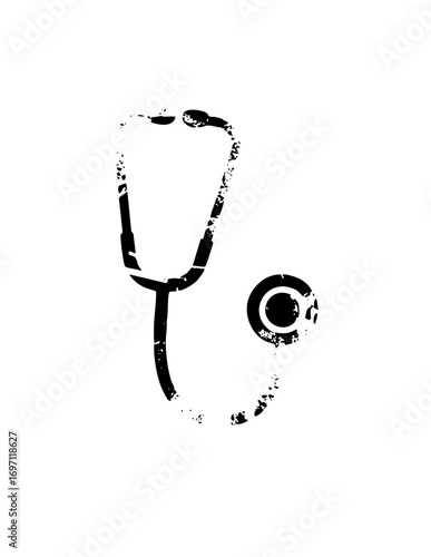 Vector Black stethoscope with a distressed texture.