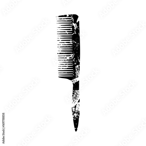 Vector Stylized black comb with distressed texture.