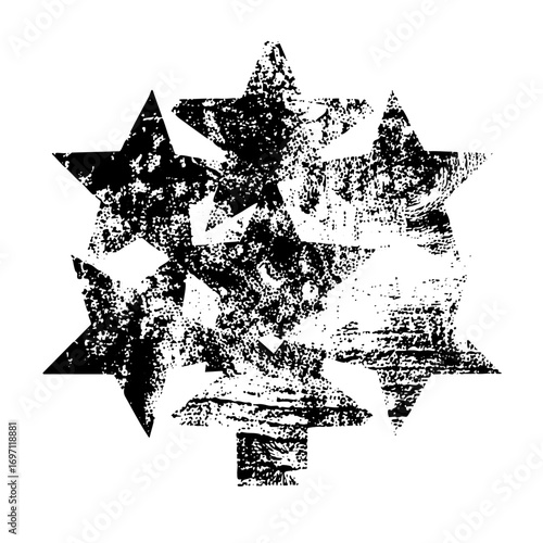 Vector Distressed of overlapping five-pointed stars.