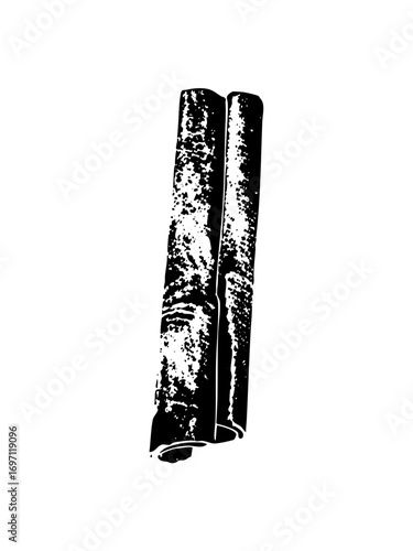 Vector Black and White of Two Cinnamon Sticks