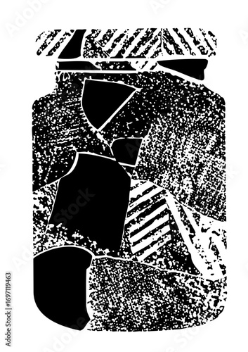 Vector Abstract figures interact in a dynamic geometric composition.