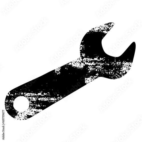 Vector Distressed wrench depicts tool maintenance and repair.
