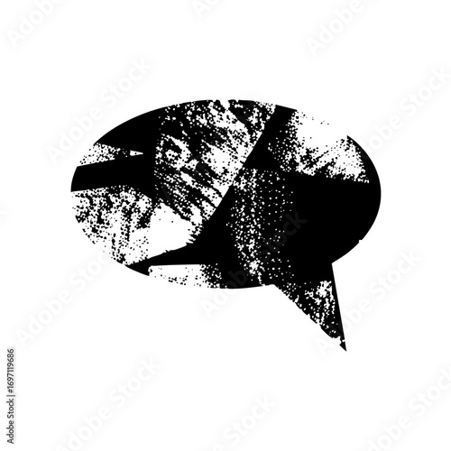 Vector Fragmented speech bubble conveys broken communication.