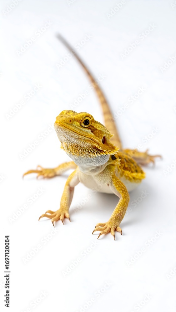 Obraz premium Yellow lizard on white background