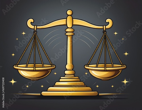 golden balance scale icon symbolizes justice and fairness often used in legal contexts scales represent weighing of evidence and impartiality in decision making justice symbol icon