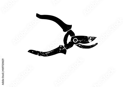 Vector Black silhouette of pruning shears a gardening tool for trimming plants.