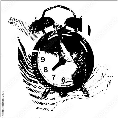 Vector Dynamic alarm clock with scattered elements.