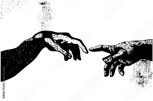 Vector Divine hands reaching for connection a symbolic .