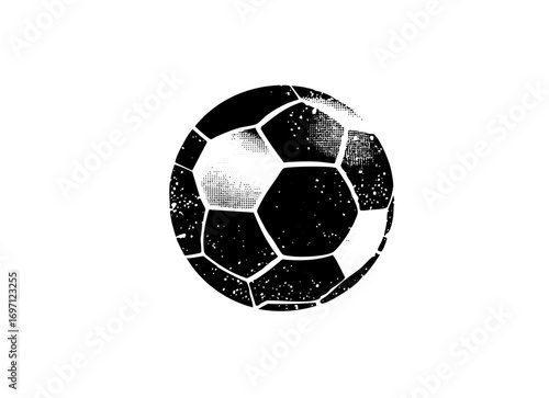 Vector Distressed monochrome soccer ball