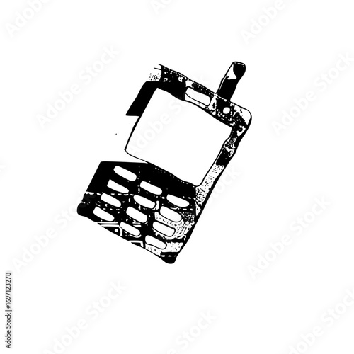 Vector Retro mobile phone with perforated speaker grill.