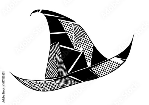 Vector Geometric windsurfing sail with patterned sections.