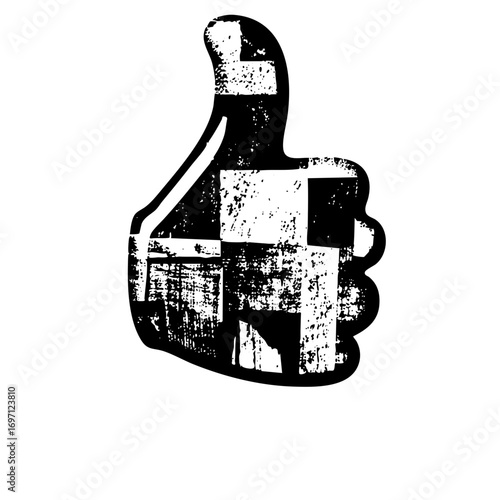 Vector Distressed thumbs-up hand conveys approval.