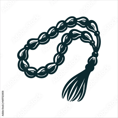 Islamic Prayer Beads Tasbih Olive Green Illustration Hari Santri Islamic Students Day Prayer beads tasbih with looping threads in olive green
