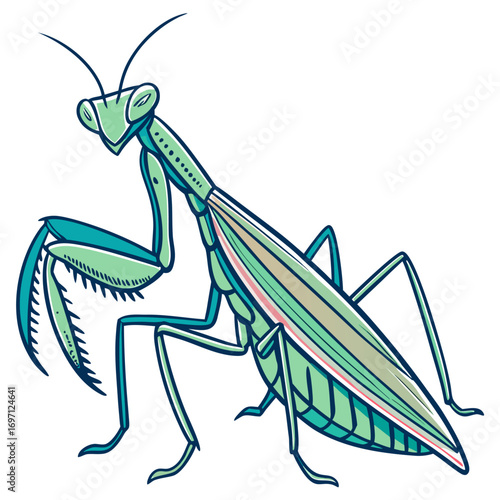 praying-mantis---colour-color-design-and-white-bac