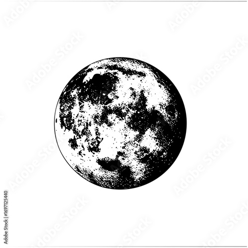 Vector Detailed of a textured lunar sphere.