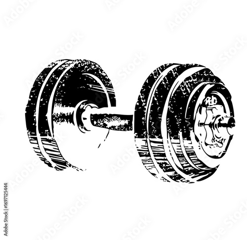 Vector Detailed barbell with tire tread .