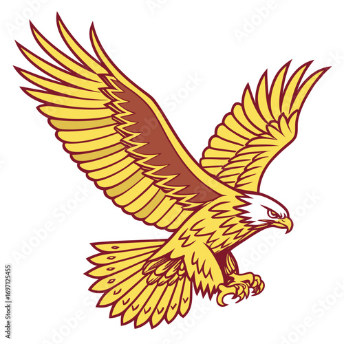 Golden eagle flying with wings spread vector