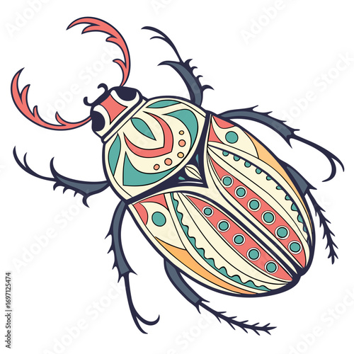 Colorful beetle in vector format illustration