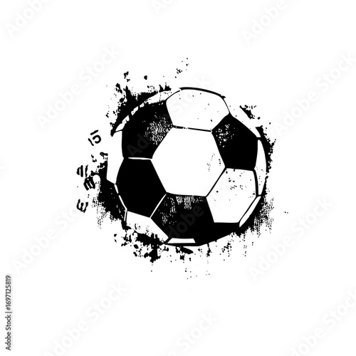 Vector Dynamic soccer ball with grunge splatter effect.