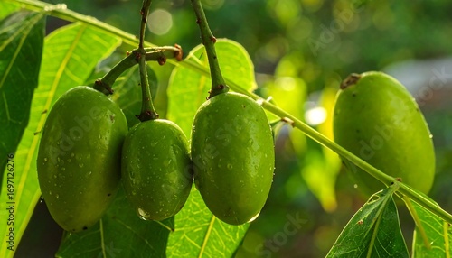 Fototapeta Naklejka Na Ścianę i Meble -  Close-up of green fruits on a tree
