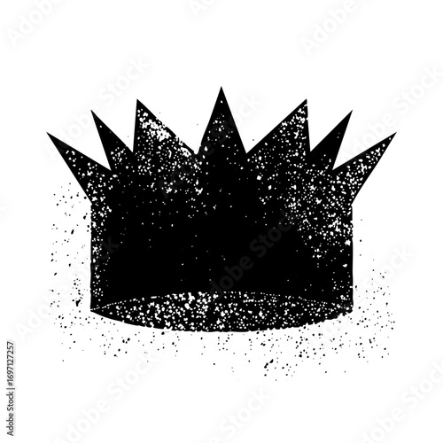 Vector Distressed black crown with speckled texture.