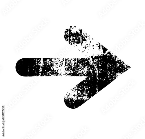 Vector Distressed arrow points to the right with a rounded head.