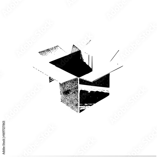 Vector Open cardboard box with dotted lines
