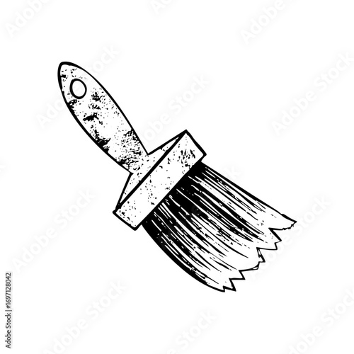 Vector Detailed of a paint brush with a textured handle.