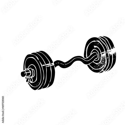 Vector Black barbell with stacked weights .