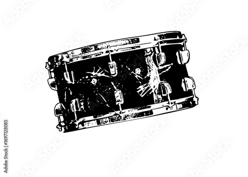 Vector Detailed of a drum kit with skeletal figures playing.