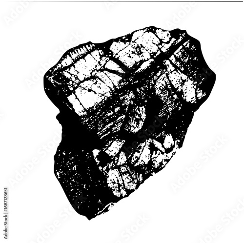 Vector Detailed of fractured coal rock with sharp edges.