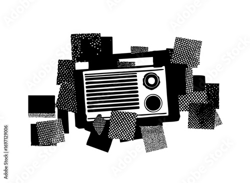 Vector Abstract camera with fragmented shapes