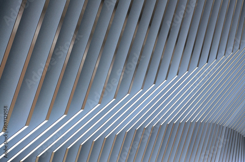 Abstract white gray metal wall, 3D metal futuristic surface, modern building design