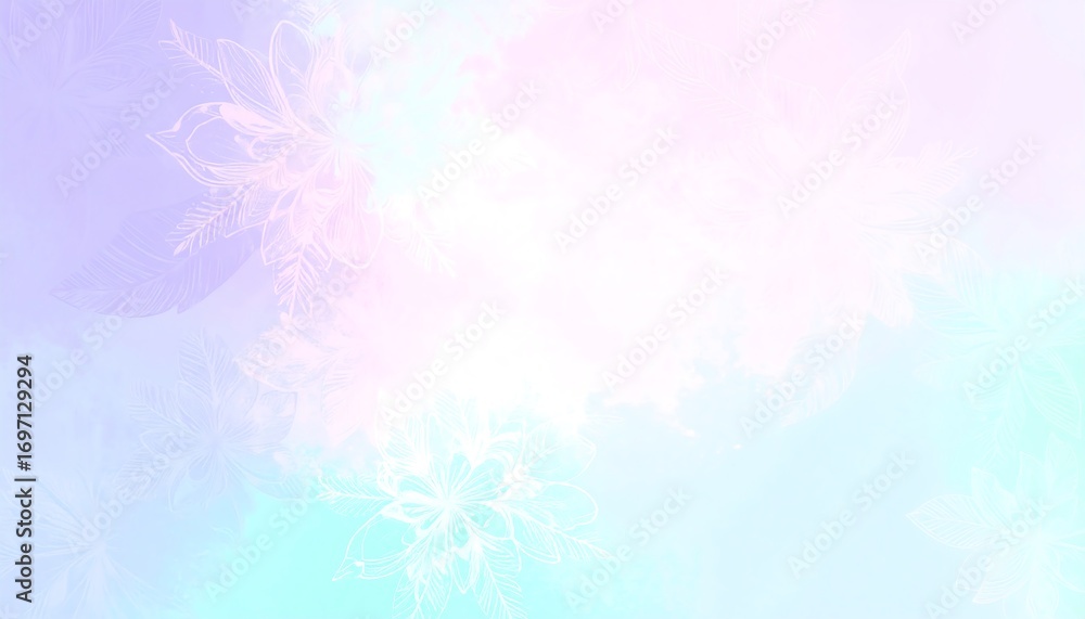 Obraz premium Pastel floral dreamscape with ethereal watercolor textures and delicate lines
