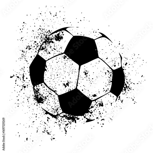 Vector Dynamic soccer ball with distressed texture.