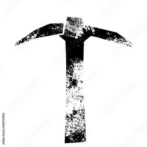 Vector Abstract pickaxe with distressed texture.