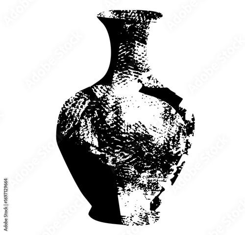 Vector Abstract vase with distressed texture