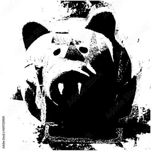 Vector Aggressive bulldog head with distressed texture.