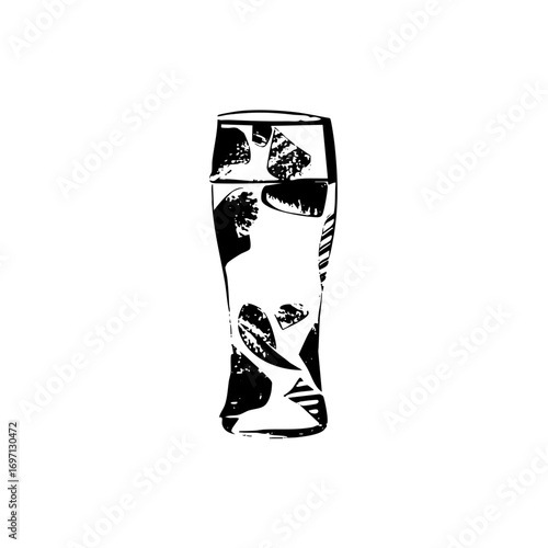 Vector Refreshing beverage with citrus slices in a tall glass.