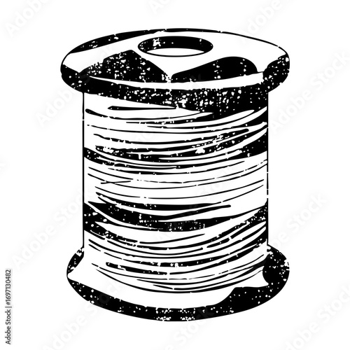 Vector Detailed of a thread spool with textured edges.