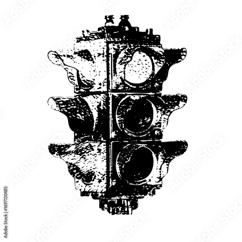 Vector Detailed of stacked vertebrae bones in monochrome.