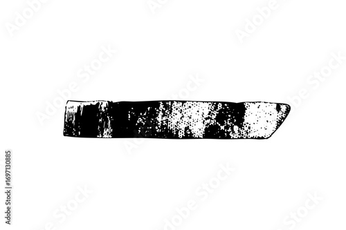 Vector Abstract black brushstroke with textured edges.
