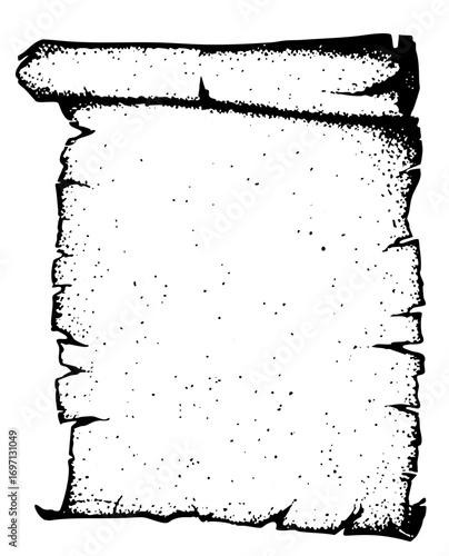 Vector Vintage parchment scroll with rough edges.