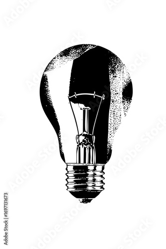 Vector Detailed of a glowing lightbulb with internal filaments.