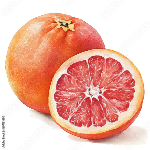 Grapefruit, watercolor clipart vector, isolated on a white background.