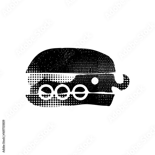 Vector Stylized hamburger incorporates a rhinoceros silhouette.