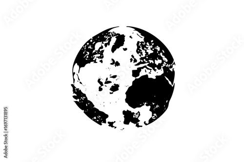 Vector Detailed globe showcases continents and oceans.