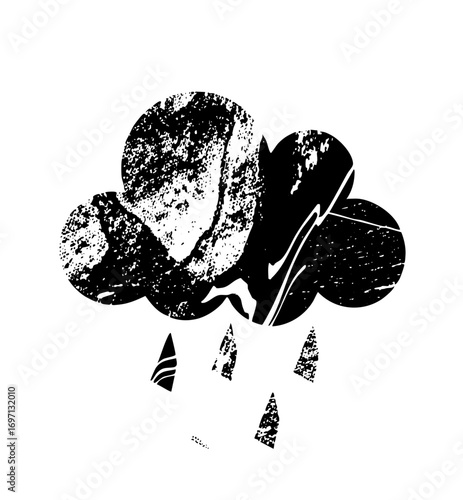 Vector Monochrome cloud with raindrops.